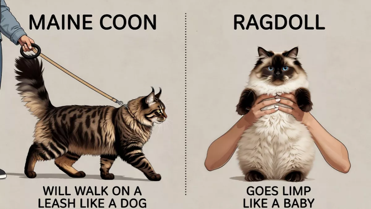 Maine Coon acting like a dog vs Ragdoll acting like a baby.